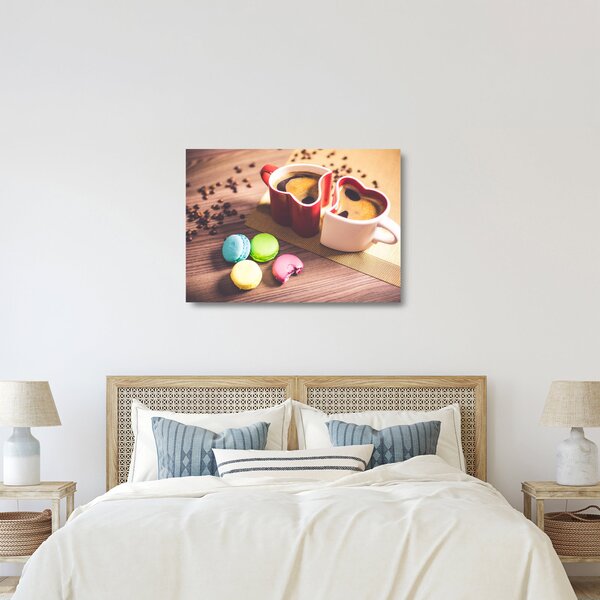 Kávé és a macaroon képe (üvegen) (70x50 cm)
