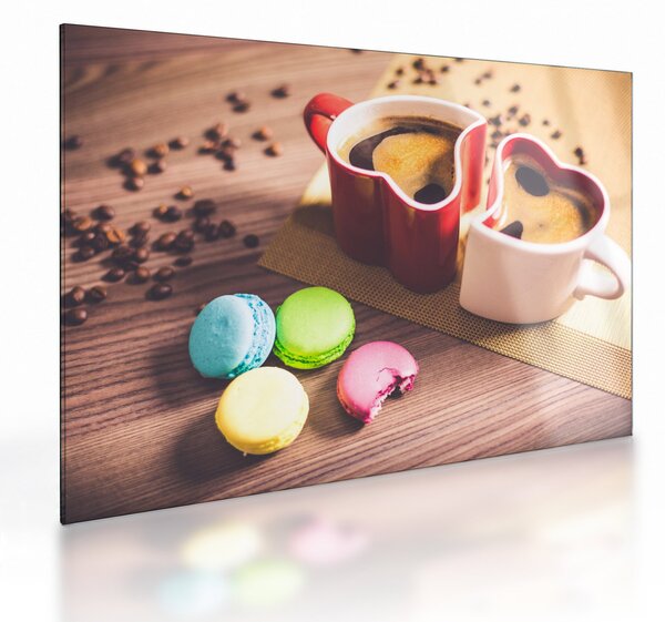 Kávé és a macaroon képe (üvegen) (70x50 cm)
