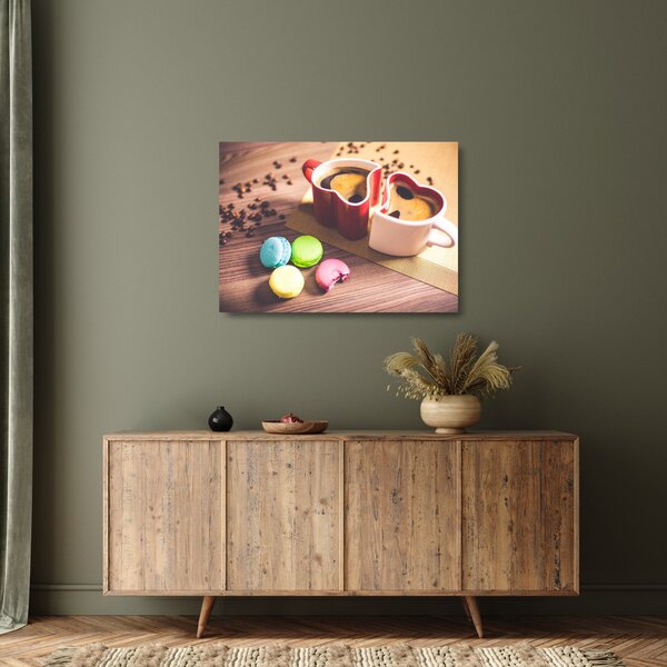 Kávé és a macaroon képe (üvegen) (70x50 cm)