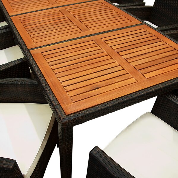 Casaria® Berlin 1+8 kerti rattan garnitúra - barna/fa