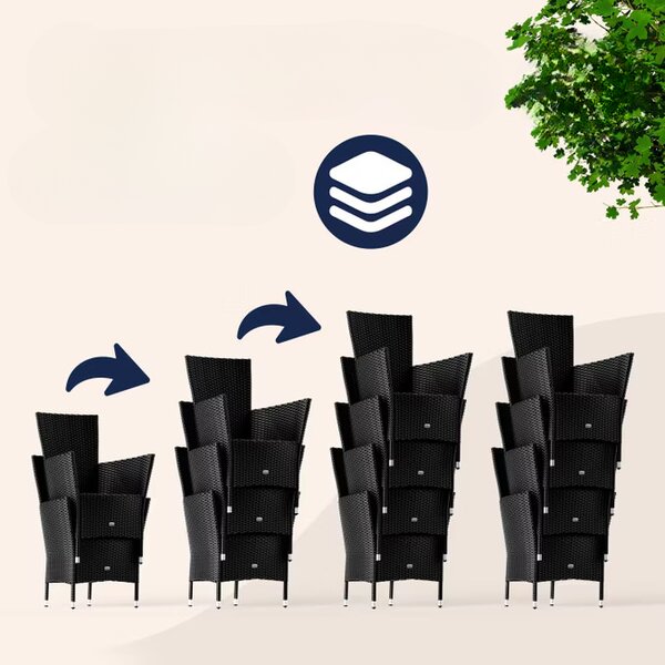 Casaria® Berlin WPC 1+8 polyrattan kerti bútor szett - fekete