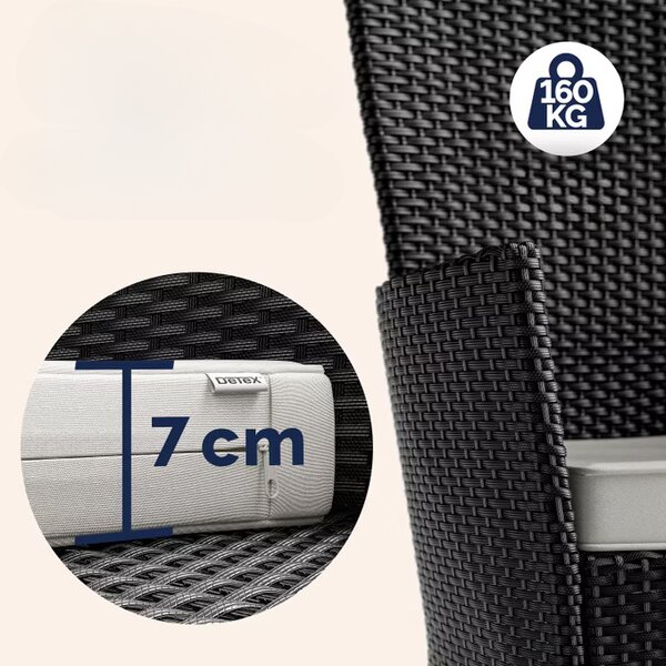 Casaria® Berlin WPC 1+8 polyrattan kerti bútor szett - fekete