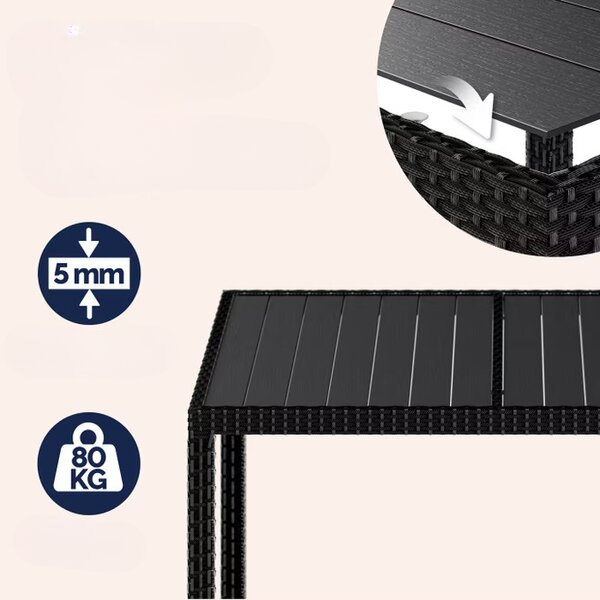 Casaria® Berlin WPC 1+8 polyrattan kerti bútor szett - fekete