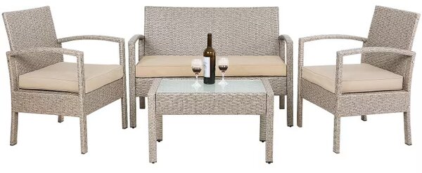 Casaria® Rattan szett - krémszínű