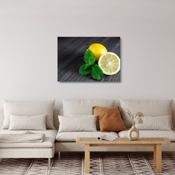 Citrom és a menta az asztalon képe (üvegen) (70x50 cm)