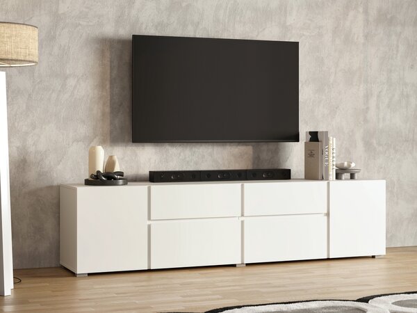 TV-állvány Elbleve 100, Laminált forgácslap, 48x195x40cm, Fehér