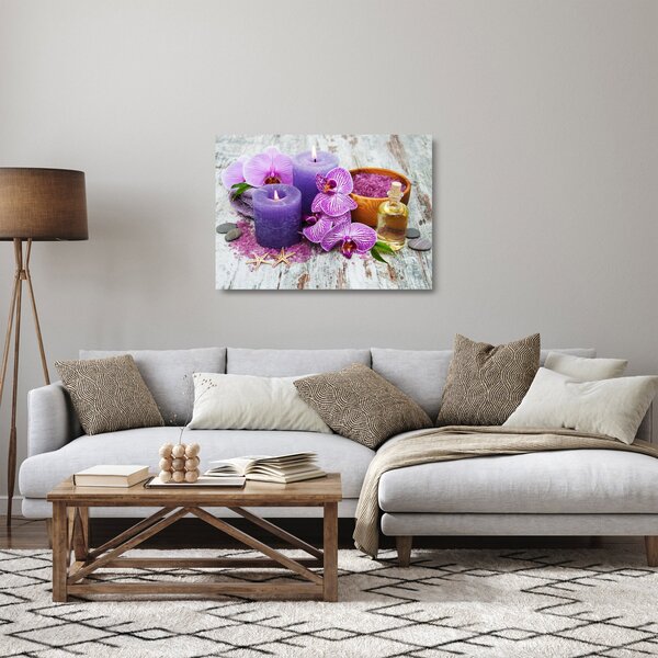 Orchideák és gyertyák képe (üvegen) (70x50 cm)