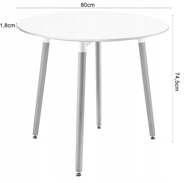 Szett: Kerek étkezőasztal KAMI 80 cm + 4 db MARK szék, fekete/natúr láb