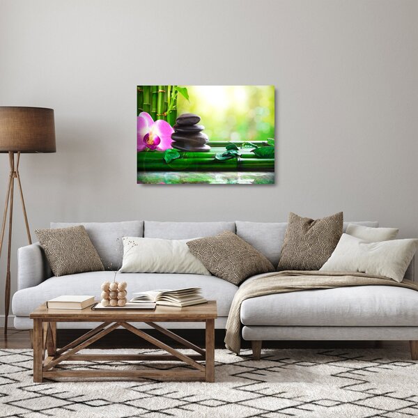 Kép a masszázs kövek és orchideák a vízen (üvegen) (70x50 cm)