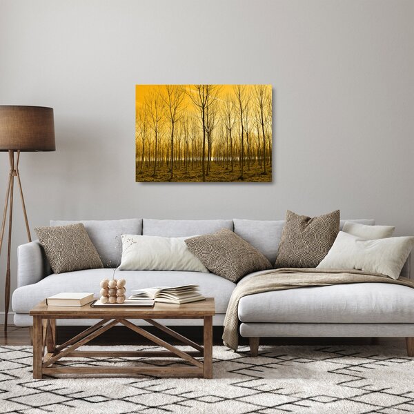 Egy erdő naplementekor képe (üvegen) (70x50 cm)