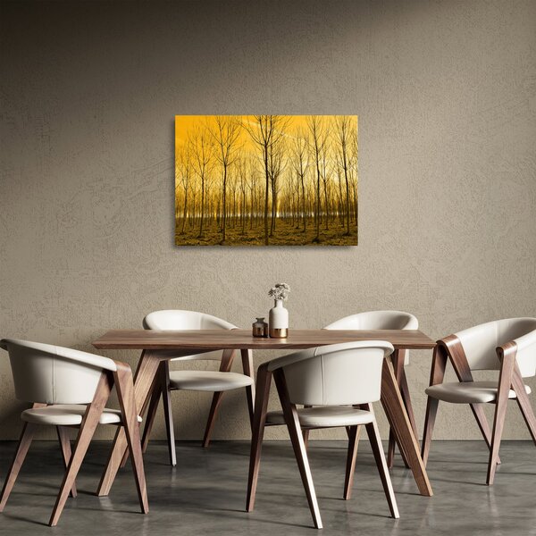 Egy erdő naplementekor képe (üvegen) (70x50 cm)