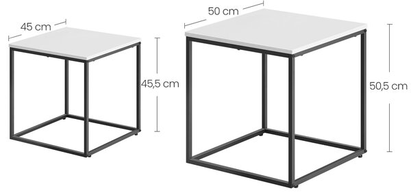2 db-os QUADRO dohányzóasztal szett, fehér