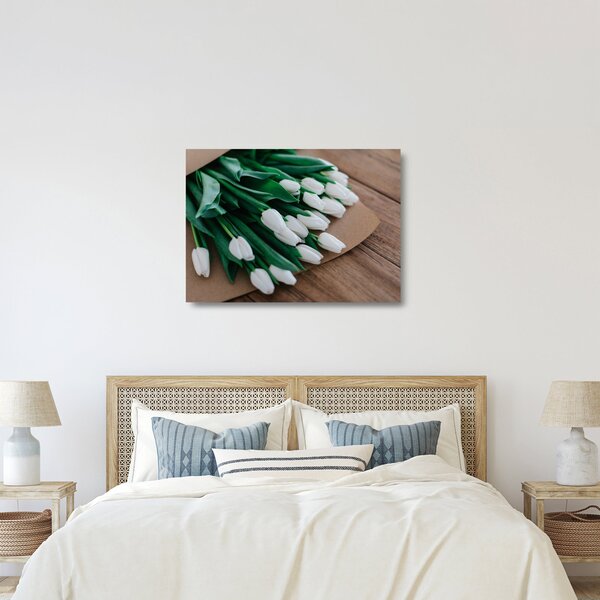 Egy csokor fehér tulipán képe (üvegen) (70x50 cm)