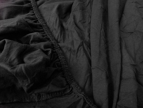 Jersey fekete lepedő 90 x 200 cm