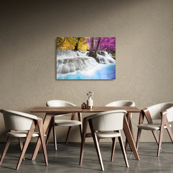 Egy kép Erawan vízeséséről az erdőben (üvegen) (70x50 cm)