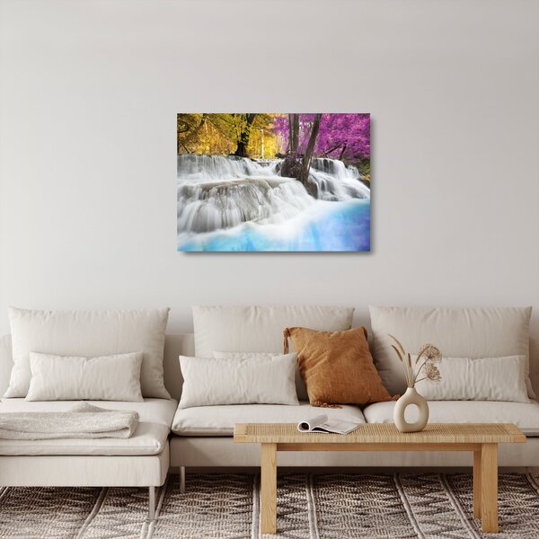 Egy kép Erawan vízeséséről az erdőben (üvegen) (70x50 cm)