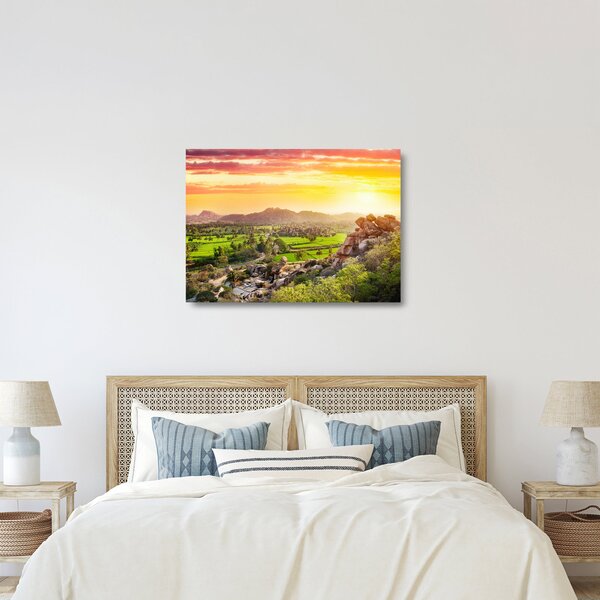 Kép a Hampi-völgyről Indiában (üvegen) (70x50 cm)