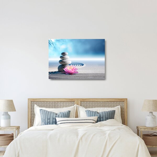 Homok, liliom és spa kövek képe (üvegen) (70x50 cm)