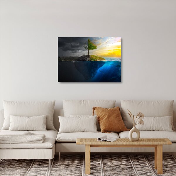 Két oldalt mutató kép (üvegen) (70x50 cm)