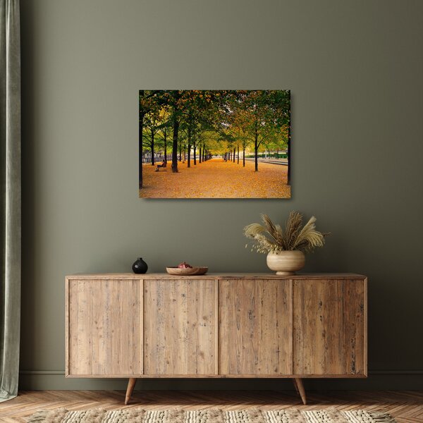 Egy kép az őszi fák sikátorából (üvegen) (70x50 cm)