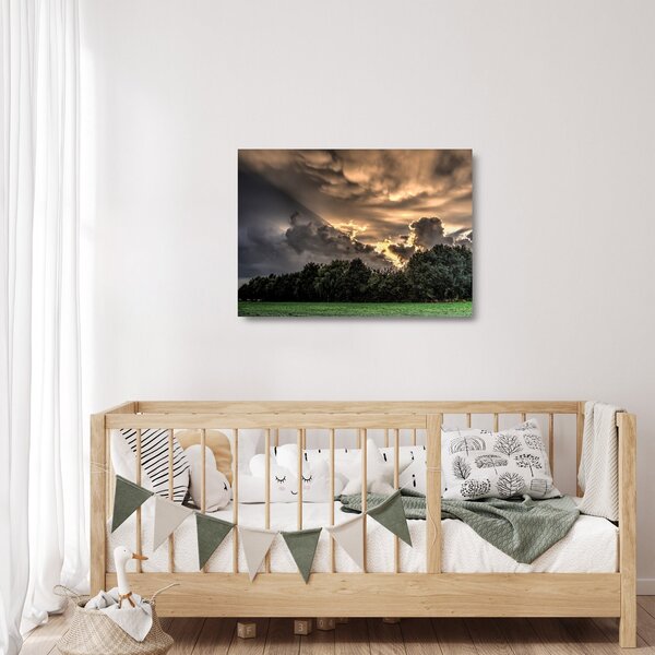 A felhők és az erdő képe (üvegen) (70x50 cm)