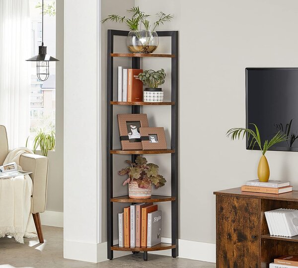 Sarokpolc TAYLOR 5 polc 150x30 cm, rusztikus barna