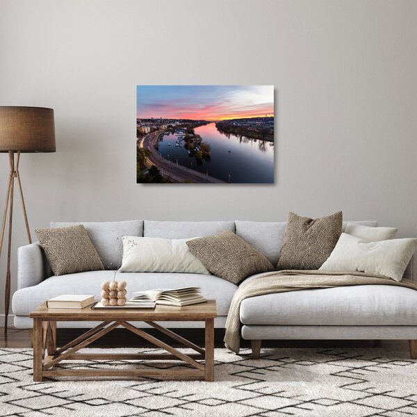 Az éjszakai Prága képe (üvegen) (70x50 cm)