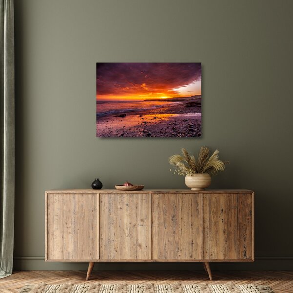 Naplemente a tengernél képe (üvegen) (70x50 cm)