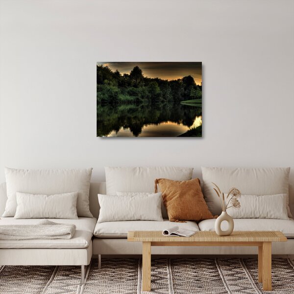 A tó képe az erdő mellett (üvegen) (70x50 cm)