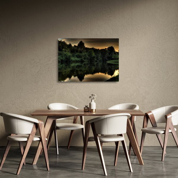 A tó képe az erdő mellett (üvegen) (70x50 cm)