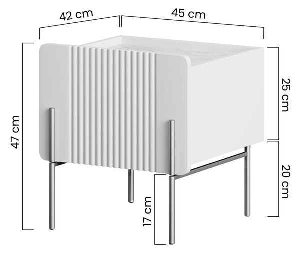 Malmi éjjeliszekrény fiókkal 45 cm - fekete matt / fekete lábak