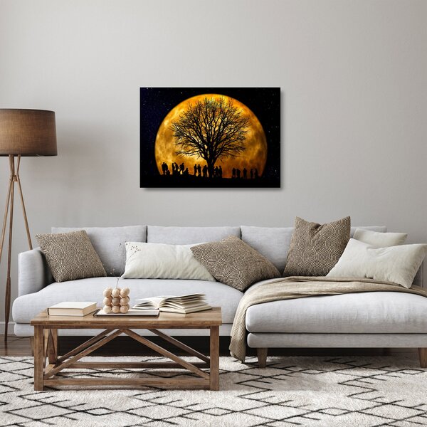 Holdok és sziluettek képe (üvegen) (70x50 cm)