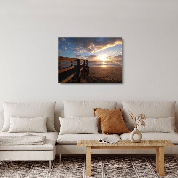 A móló, a strand és a tenger képe (üvegen) (70x50 cm)