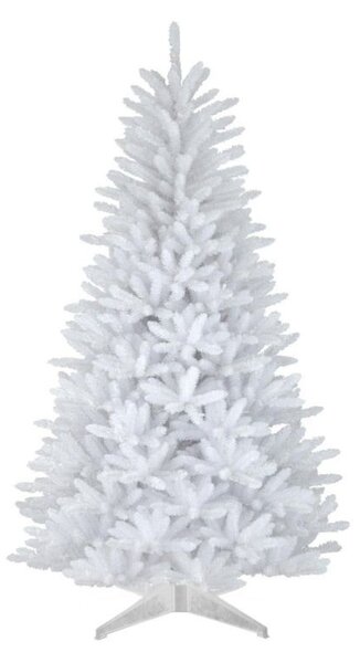 Fehér műfenyő, karácsonyi dekoráció, 150 cm, fehér ágakkal, állvánnyal