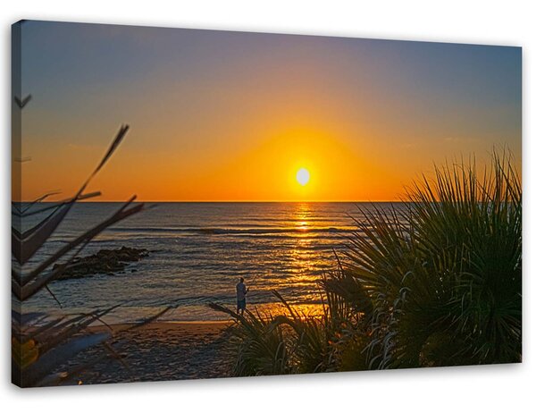 Gario Vászonkép Horgász és naplemente Méret: 60 x 40 cm