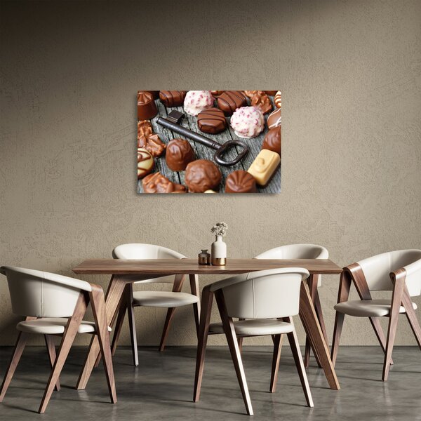 Csokoládé és a kulcs képe (üvegen) (70x50 cm)