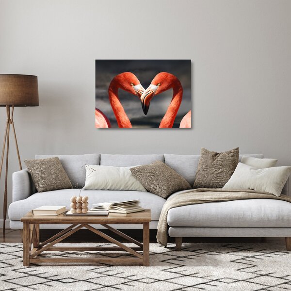 Két szerelmes flamingó képe (üvegen) (70x50 cm)