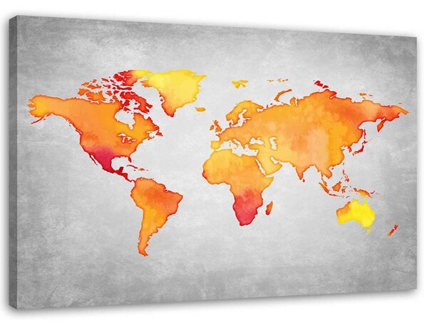 Gario Vászonkép Narancssárga világtérkép Méret: 60 x 40 cm