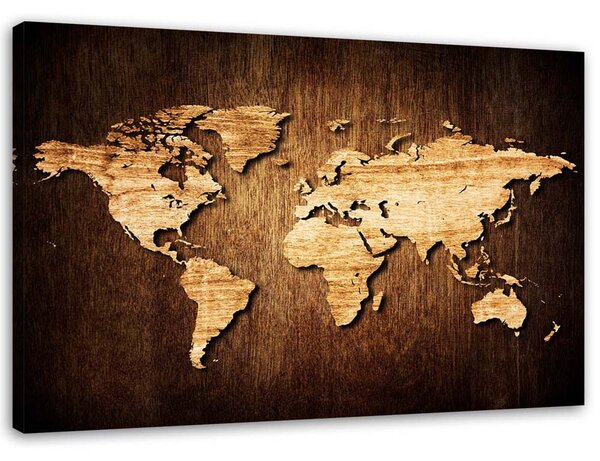 Gario Vászonkép Fából készült világtérkép Méret: 60 x 40 cm