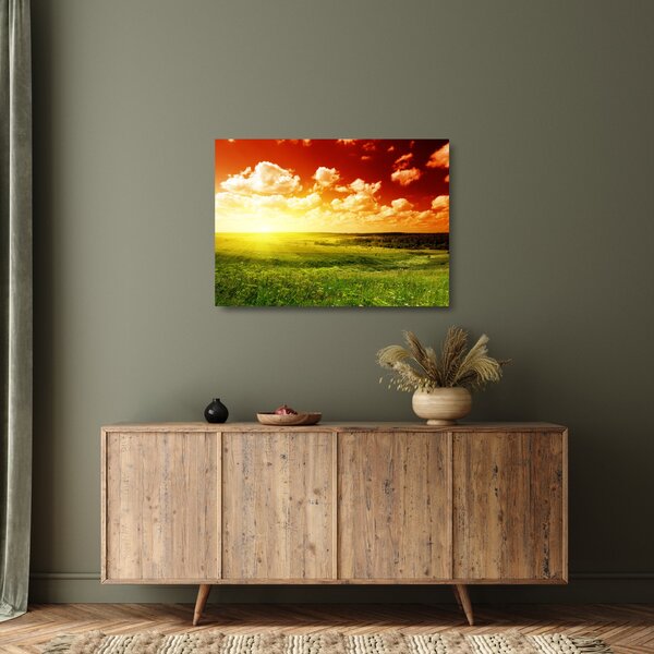 Rét képe ragyogó napfénnyel (üvegen) (70x50 cm)