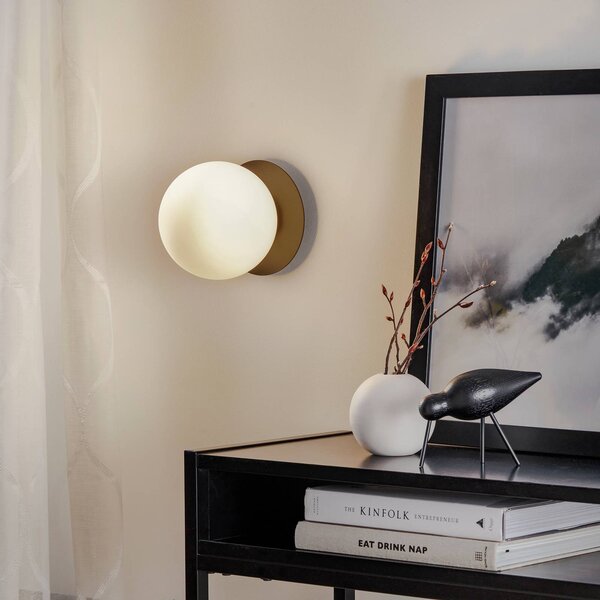 EMIBIG LIGHTING Minerva K1 fali világítás fekete fém szegéllyel, dimmelhető, Fekete, Folyosó, fém