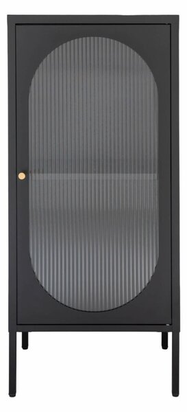 Adelaide tálaló, fekete, hullámos üvegajtóval, 50x35x110cm