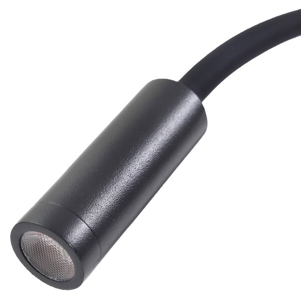 Lucande LED-es olvasólámpa Hetti, fekete, fém, 14 cm magas, Fekete, Hálószoba, fém