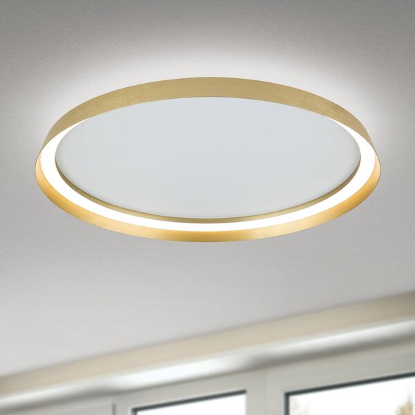 ORION LED mennyezeti lámpa Manta, Ø 60 cm, arany színű, alumínium, fel/le, dimmelhető, Sárgaréz / arany, Nappali / Étkező, Alumínium, Modern