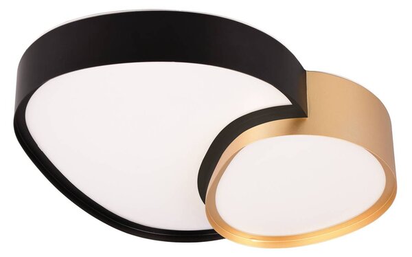 Trio Lighting LED mennyezeti lámpa Rise, fekete-arany, 43 x 36 cm, CCT,, dimmelhető, Fekete, Nappali / Étkező, fém, Modern