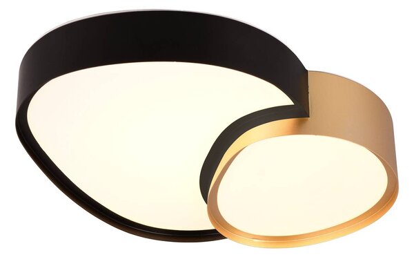 Trio Lighting LED mennyezeti lámpa Rise, fekete-arany, 43 x 36 cm, CCT,, dimmelhető, Fekete, Nappali / Étkező, fém, Modern