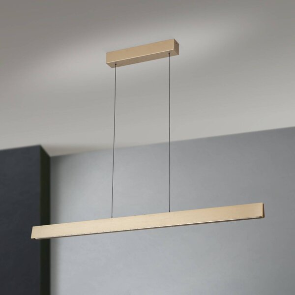 ORION LED-es függőlámpa Tara, arany színű, hossza 120 cm, alumínium/acél, dimmelhető, Sárgaréz / arany, Nappali / Étkező, Alumínium, Modern