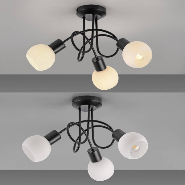 JUST LIGHT. GmbH Loki mennyezeti lámpa, 3 lámpás, kerek, fekete, vas, Fekete, Nappali / Étkező, fém