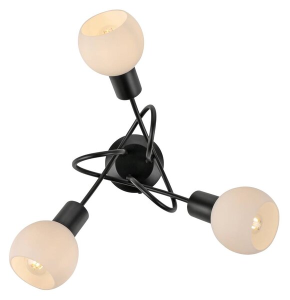 JUST LIGHT. GmbH Loki mennyezeti lámpa, 3 lámpás, kerek, fekete, vas, Fekete, Nappali / Étkező, fém