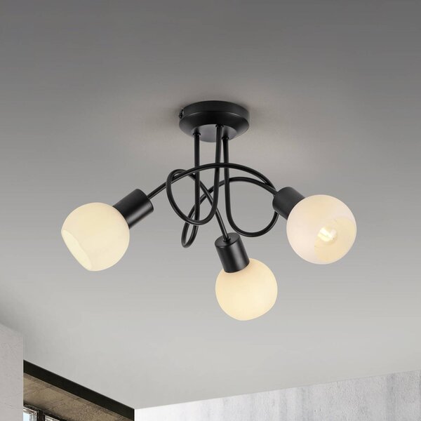 JUST LIGHT. GmbH Loki mennyezeti lámpa, 3 lámpás, kerek, fekete, vas, Fekete, Nappali / Étkező, fém